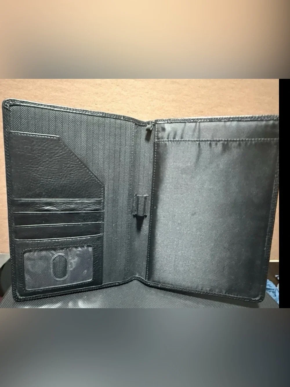 Fossil JR Notepad Black Genuine Leather 6x8.25 Agenda Cover Padfolio Case